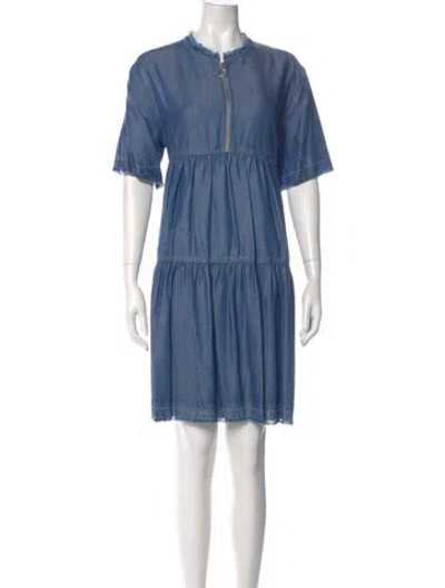 Pre-owned Paul & Joe Sister Crew Neck Mini Dress In Blue