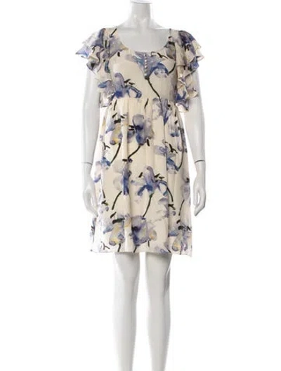 Pre-owned Paul & Joe Sister Floral Print Mini Dress In Neutrals
