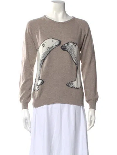 Pre-owned Paul & Joe Sister Graphic Print Crew Neck Sweater In Neutral