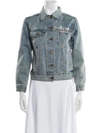 Pre-owned Paul & Joe Sister Graphic Print Denim Jacket In Blue