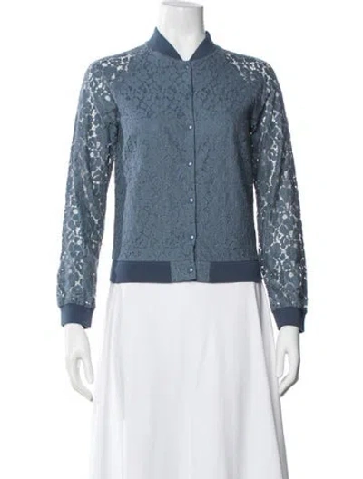 Pre-owned Paul & Joe Sister Lace Pattern Bomber Jacket In Blue