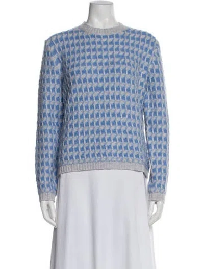 Pre-owned Paul & Joe Sister Printed Crew Neck Sweater In Blue