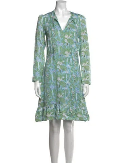 Pre-owned Paul & Joe Sister Printed Mini Dress In Blue/green