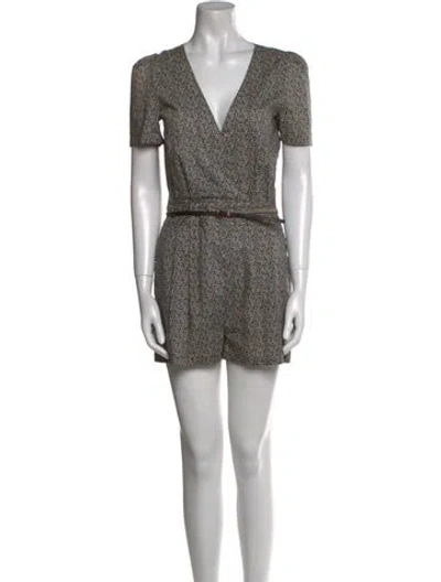 Pre-owned Paul & Joe Sister Printed Plunge Neckline Romper In Multi