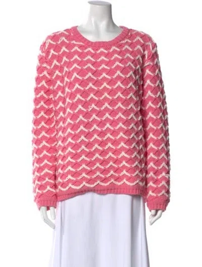 Pre-owned Paul & Joe Sister Printed Scoop Neck Sweater In Pink