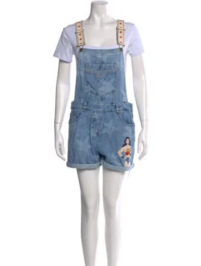 Pre-owned Paul & Joe Sister Square Neckline Romper In Blue