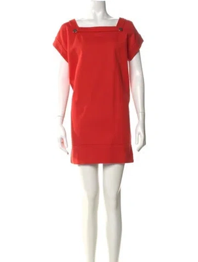 Pre-owned Paul & Joe Square Neckline Mini Dress In Orange