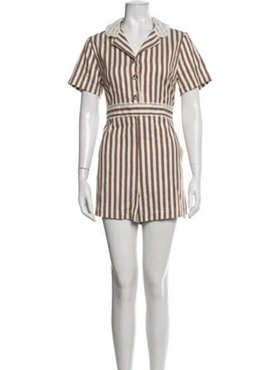 Pre-owned Paul & Joe Striped Romper In White