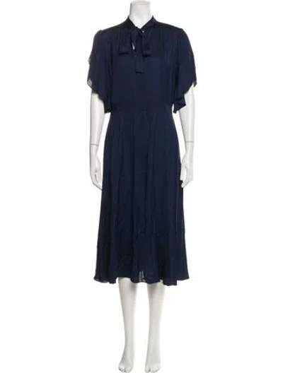 Pre-owned Paul & Joe Tie Neck Midi Length Dress In Blue
