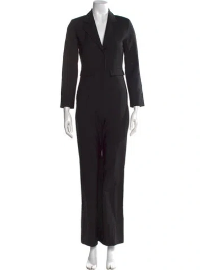 Pre-owned Paul & Joe Virgin Wool V-neck Jumpsuit In Black