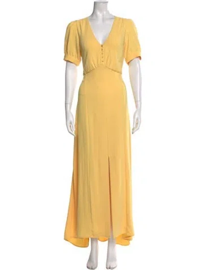 Pre-owned Paul & Joe V-neck Long Dress In Yellow