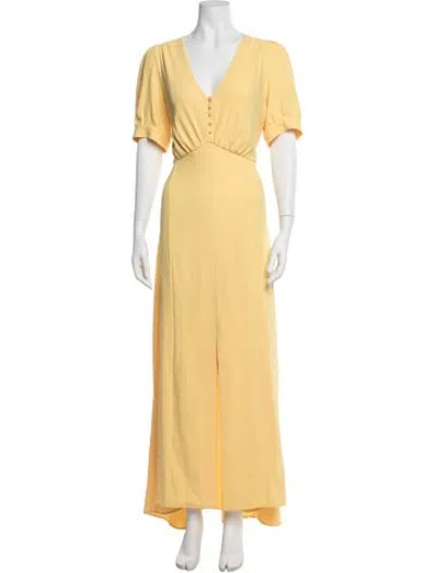 Pre-owned Paul & Joe V-neck Long Dress In Yellow