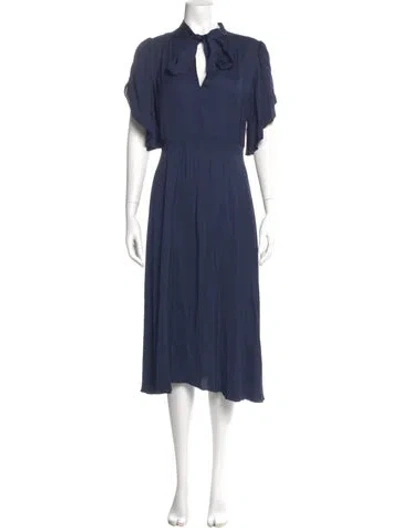 Pre-owned Paul & Joe V-neck Midi Length Dress In Blue