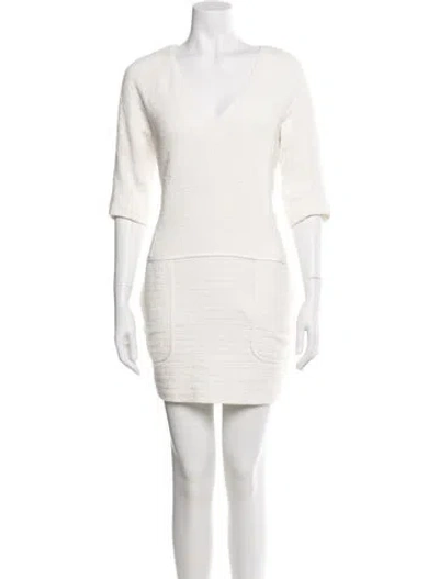 Pre-owned Paul & Joe V-neck Mini Dress In Neutral