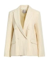Paul & Joe Woman Blazer Beige Size 10 Viscose, Virgin Wool, Polyamide, Elastane In Neutral