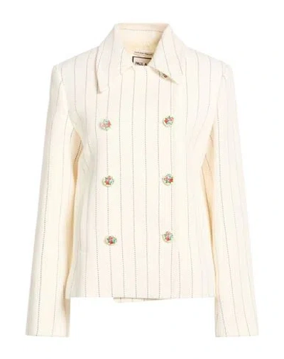 Paul & Joe Woman Coat Ivory Size 10 Cotton, Linen In White