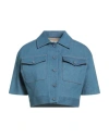 Paul & Joe Woman Denim Outerwear Blue Size 10 Cotton, Elastane