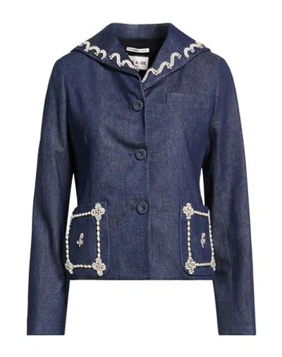 Paul & Joe Woman Denim Outerwear Blue Size 10 Cotton, Elastane
