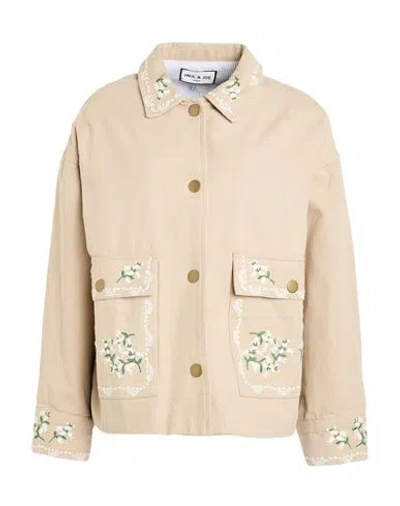 Paul & Joe Woman Jacket Beige Size 12 Cotton In Pink