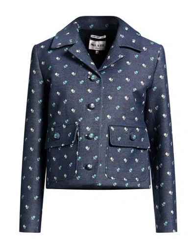 Paul & Joe Woman Jacket Blue Size 12 Cotton, Polyester, Elastane