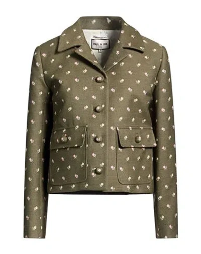 Paul & Joe Woman Jacket Military Green Size 10 Cotton, Polyester, Elastane