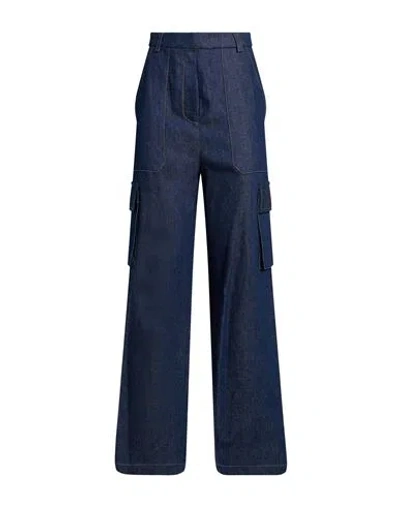 Paul & Joe Woman Jeans Blue Size 6 Cotton, Elastane In Animal Print