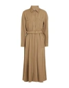 Paul & Joe Woman Midi Dress Khaki Size 10 Virgin Wool In Brown