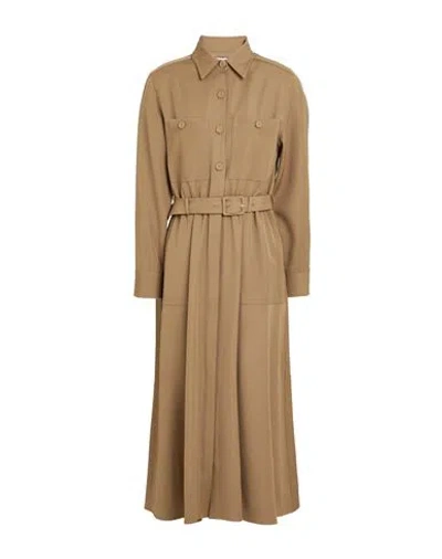 Paul & Joe Woman Midi Dress Khaki Size 10 Virgin Wool