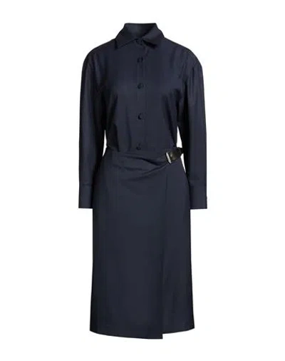 Paul & Joe Woman Midi Dress Navy Size 10 Virgin Wool, Elastane In Blue