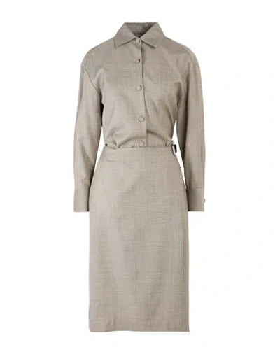 Paul & Joe Woman Midi Dress Taupe Size 10 Virgin Wool, Elastane In Green