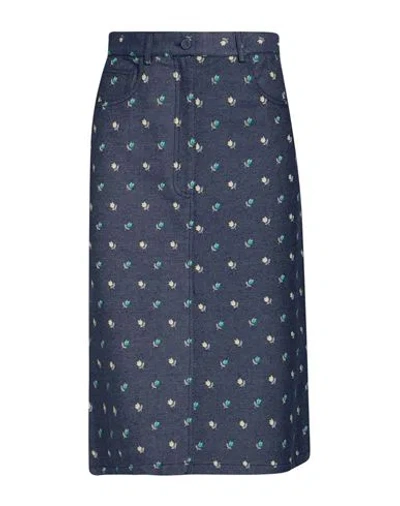 Paul & Joe Woman Midi Skirt Blue Size 2 Cotton, Polyester, Elastane