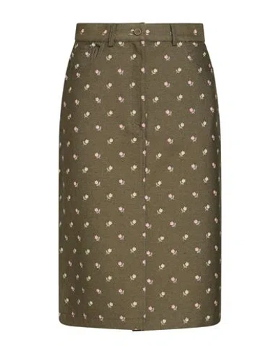 Paul & Joe Woman Midi Skirt Military Green Size 2 Cotton, Polyester, Elastane