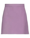 Paul & Joe Woman Mini Skirt Purple Size 4 Virgin Wool, Cotton In Purple