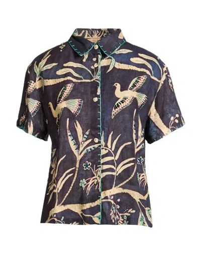 Paul & Joe Woman Shirt Midnight Blue Size 3 Linen In Multi