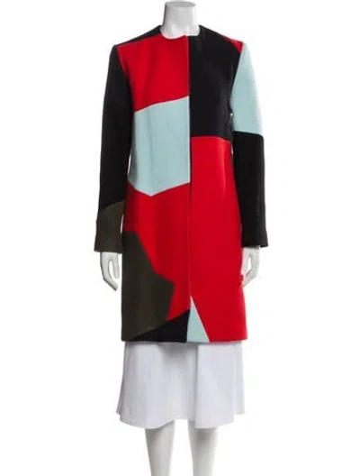 Pre-owned Paul & Joe Wool Colorblock Pattern Coat In Blue