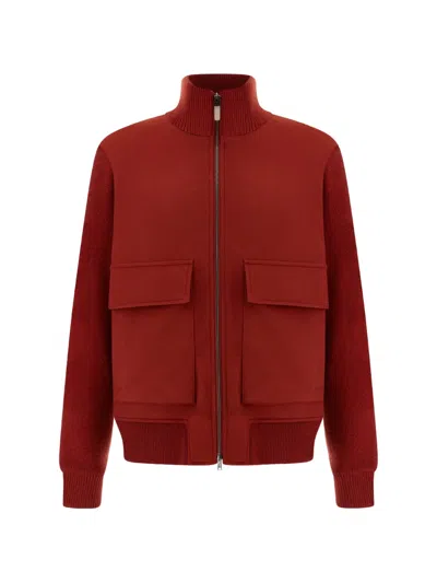 Paul & Shark Aliseo Panelled Bomber Jacket In Red