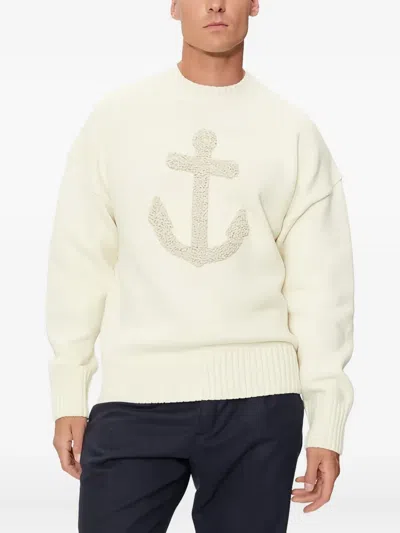 Paul & Shark Anchor Sweater In White