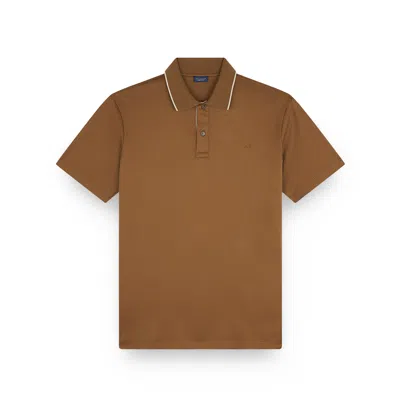 Paul & Shark Aqua Touch Cotton Polo Shirt With Micro Pattern Detail On The Collar In Brown