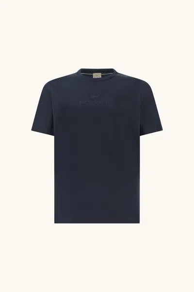 Paul & Shark Aqua Touch Cotton T-shirt With Embroidered Logo In Blue
