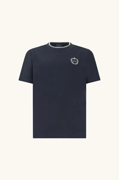 Paul & Shark Aqua Touch Cotton T-shirt With Heraldic Embroidery In Blue