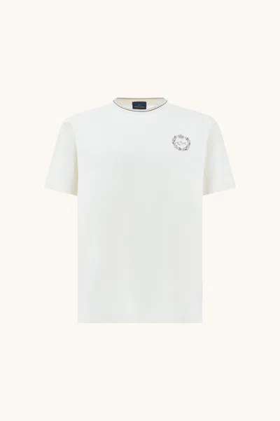 Paul & Shark Aqua Touch Cotton T-shirt With Heraldic Embroidery In White