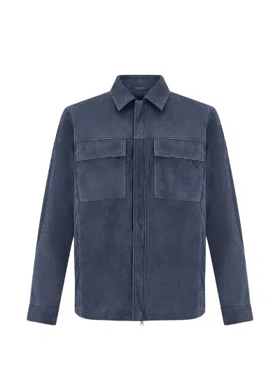Paul & Shark Aqualeather Suede Jacket In Blue