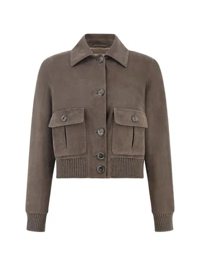 Paul & Shark Aqualeather Suede Jacket In Brown