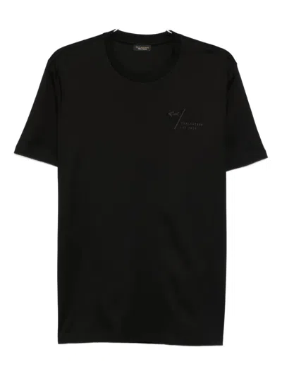 Paul & Shark Back-print Cotton T-shirt In Black