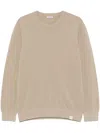 Paul & Shark Textured Crew Neck Sweater With Long Sleeves In Brown