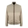 Paul & Shark Beige Virgin Wool And Cashmere Blend Jacket With Leather Inserts In Brown