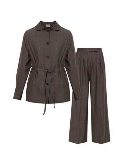 Paul & Shark Belted Shirt Trousers Set In Brown