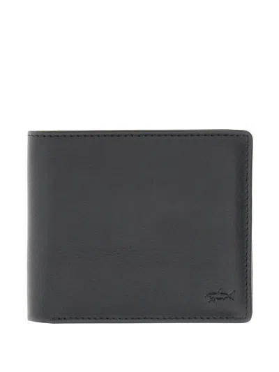 Paul & Shark Billfold Leather Wallet In Black