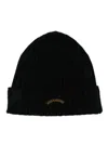 Paul & Shark Wool Ribbed Turn-up Brim Hat In Black
