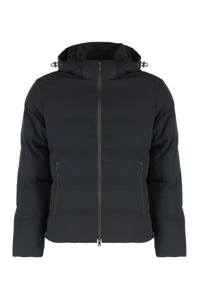 Paul & Shark Hooded Short Down Jacket In Black